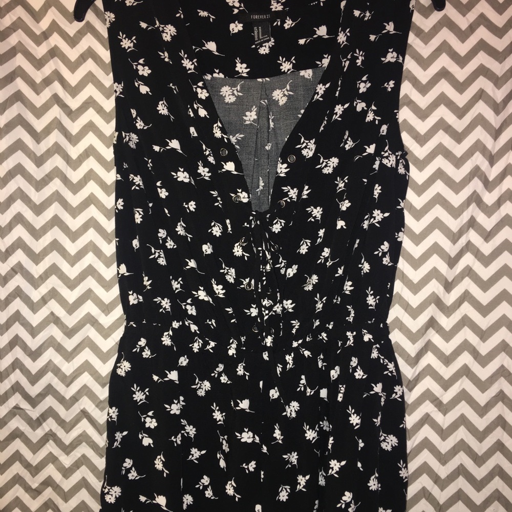 Black and White floral romper